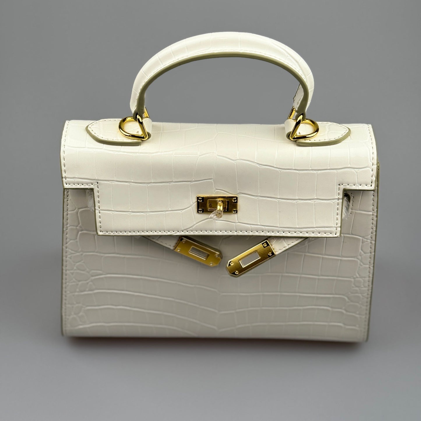 Mala estilo Kelly em pele genuína - Textura Croco