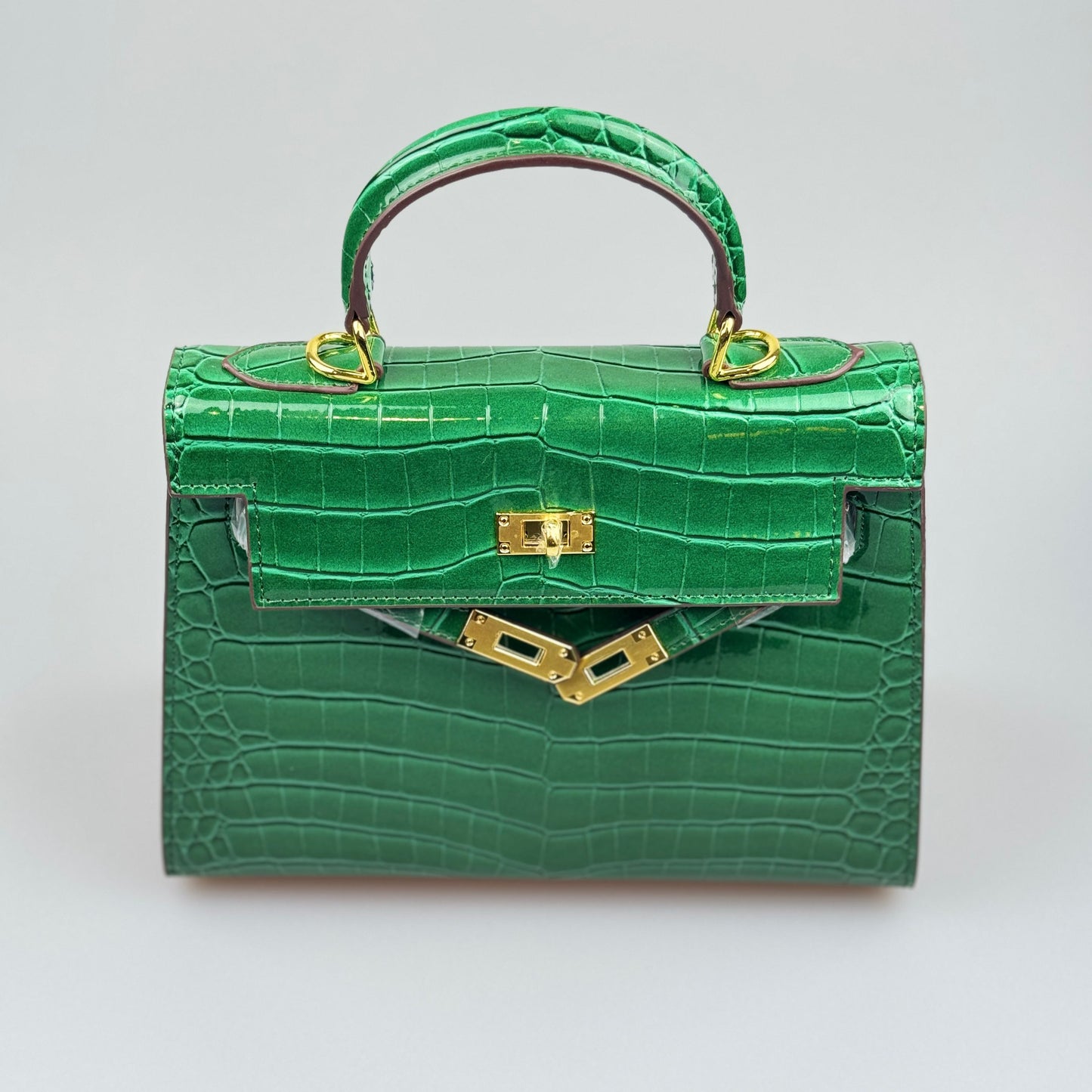 Mala estilo Kelly em pele genuína - Textura Croco