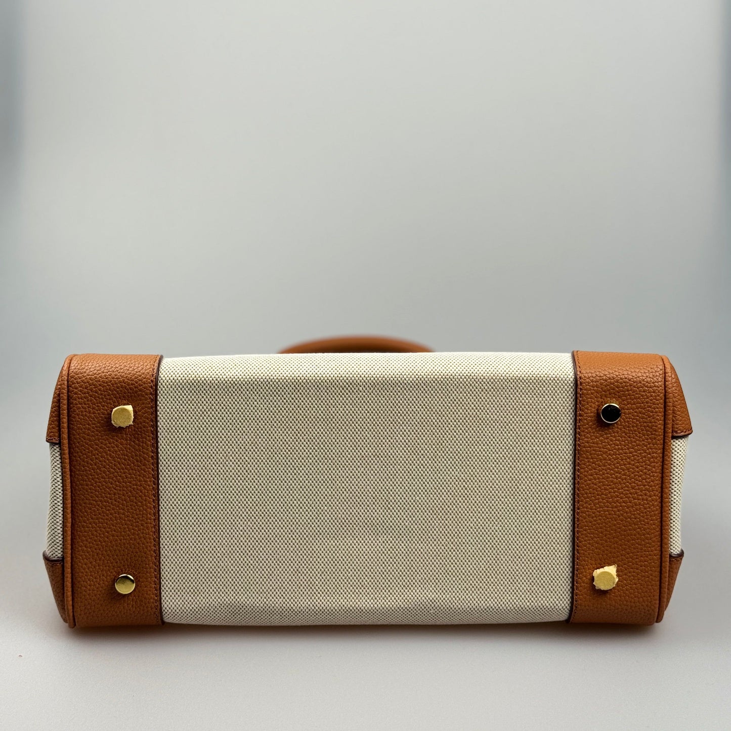 Mala Estilo Birkin em Tela e Pele Genuína – Luxo Estruturado com Fecho Elegante
