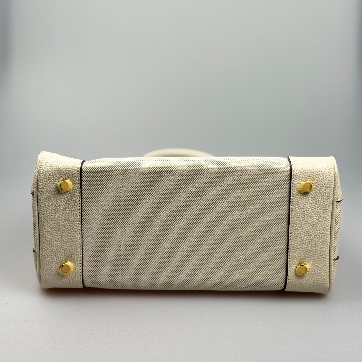 Mala Estilo Birkin em Tela e Pele Genuína – Luxo Estruturado com Fecho Elegante