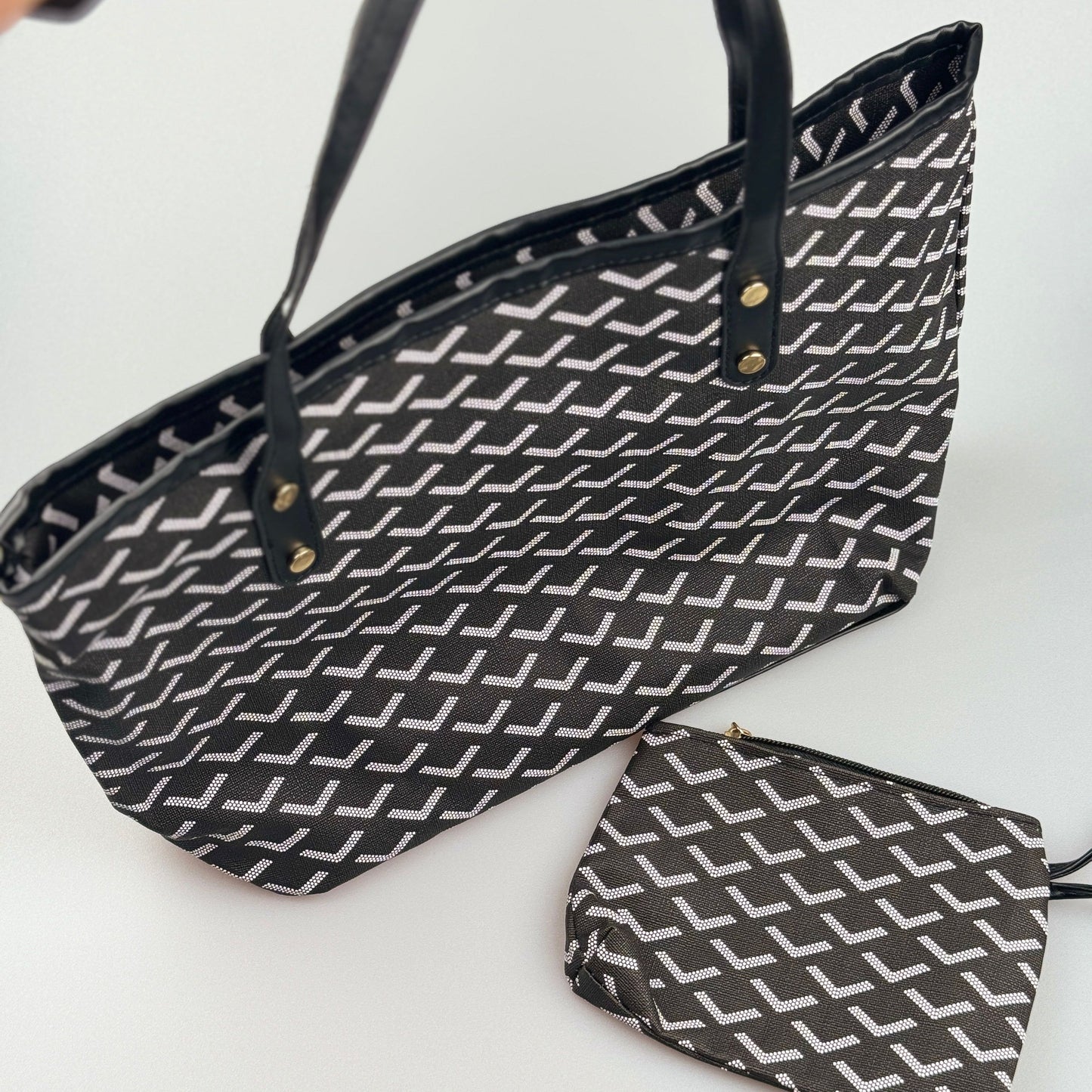 Bolsa Tote Estilo Geométrico com Bolsa Pequena