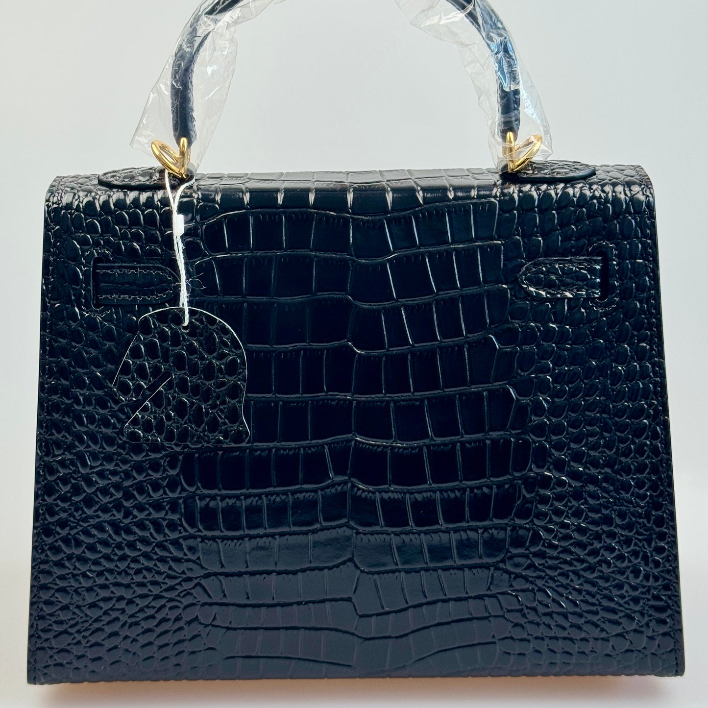 Mala estilo Kelly em pele genuína - Textura Croco