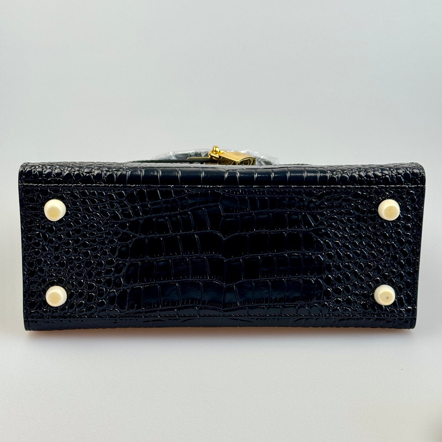 Mala estilo Kelly em pele genuína - Textura Croco