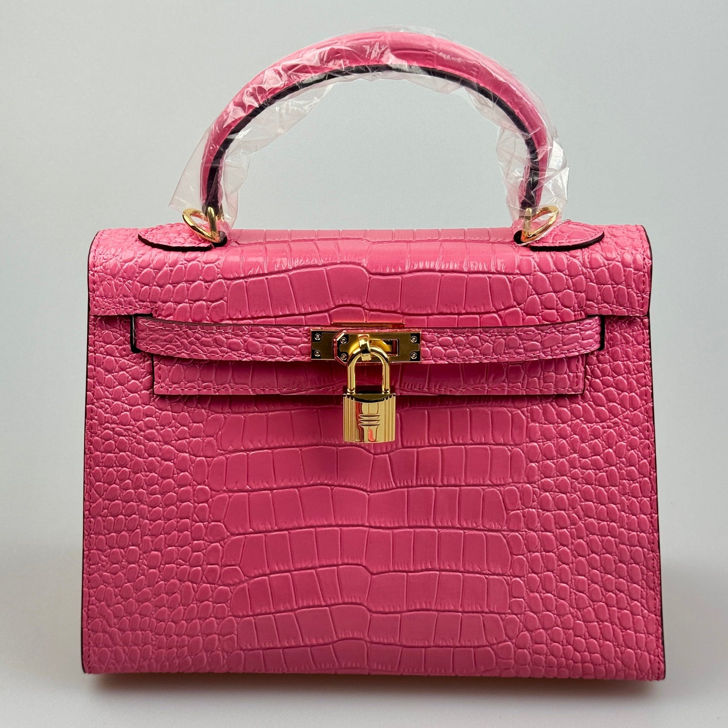 Mala estilo Kelly em pele genuína - Textura Croco