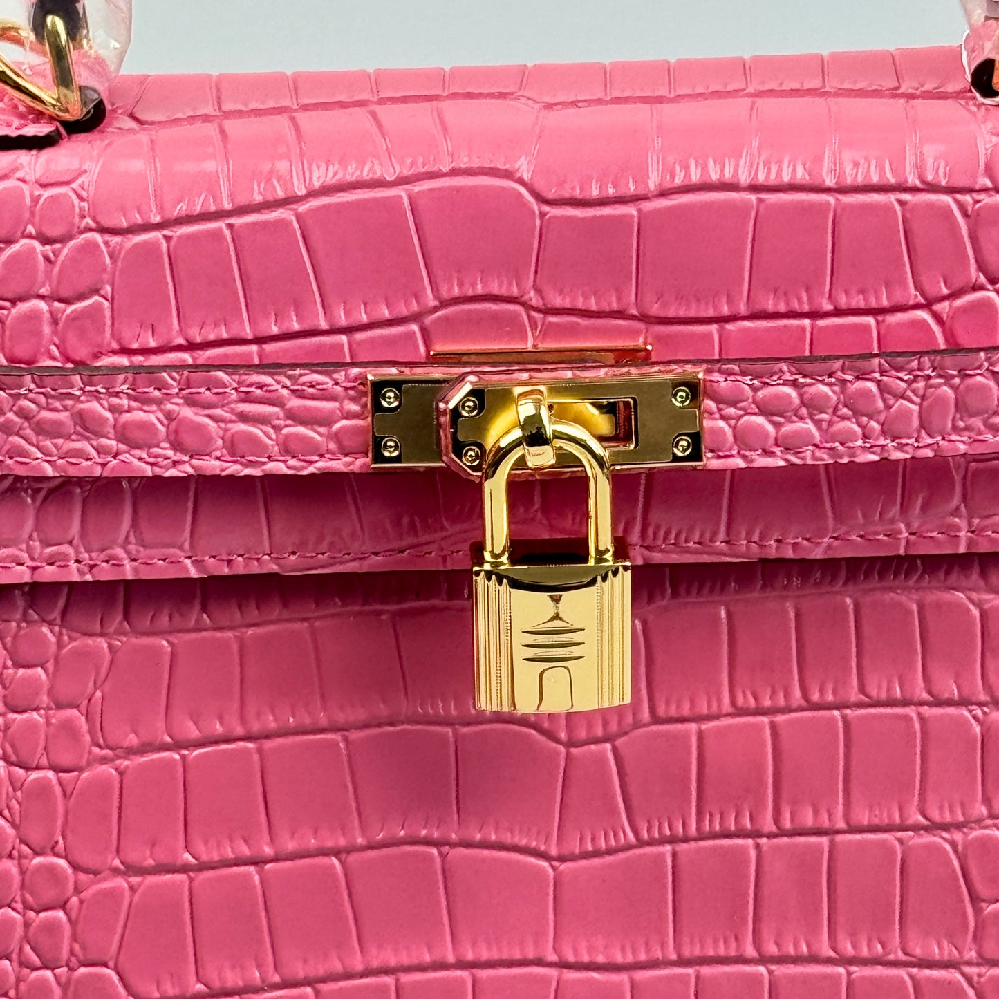 Mala estilo Kelly em pele genuína - Textura Croco
