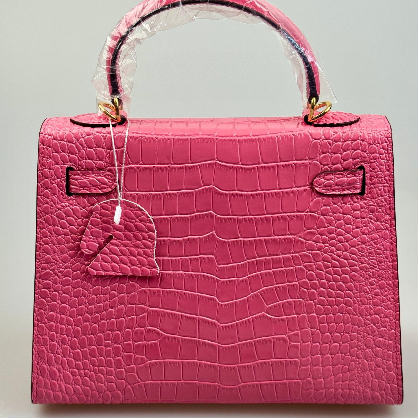 Mala estilo Kelly em pele genuína - Textura Croco