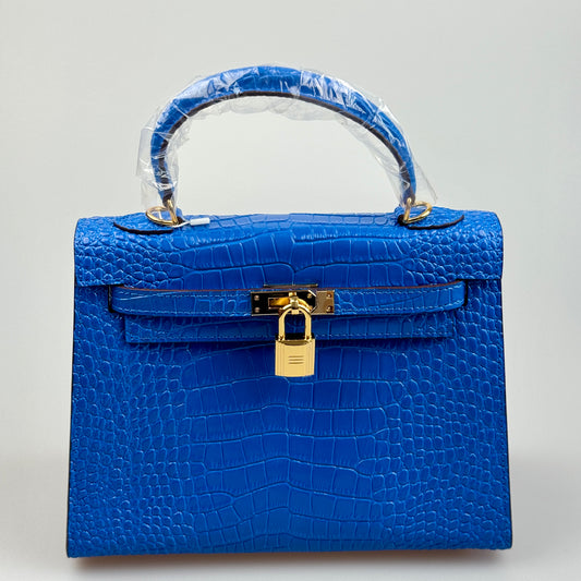 Mala estilo Kelly em pele genuína - Textura Croco