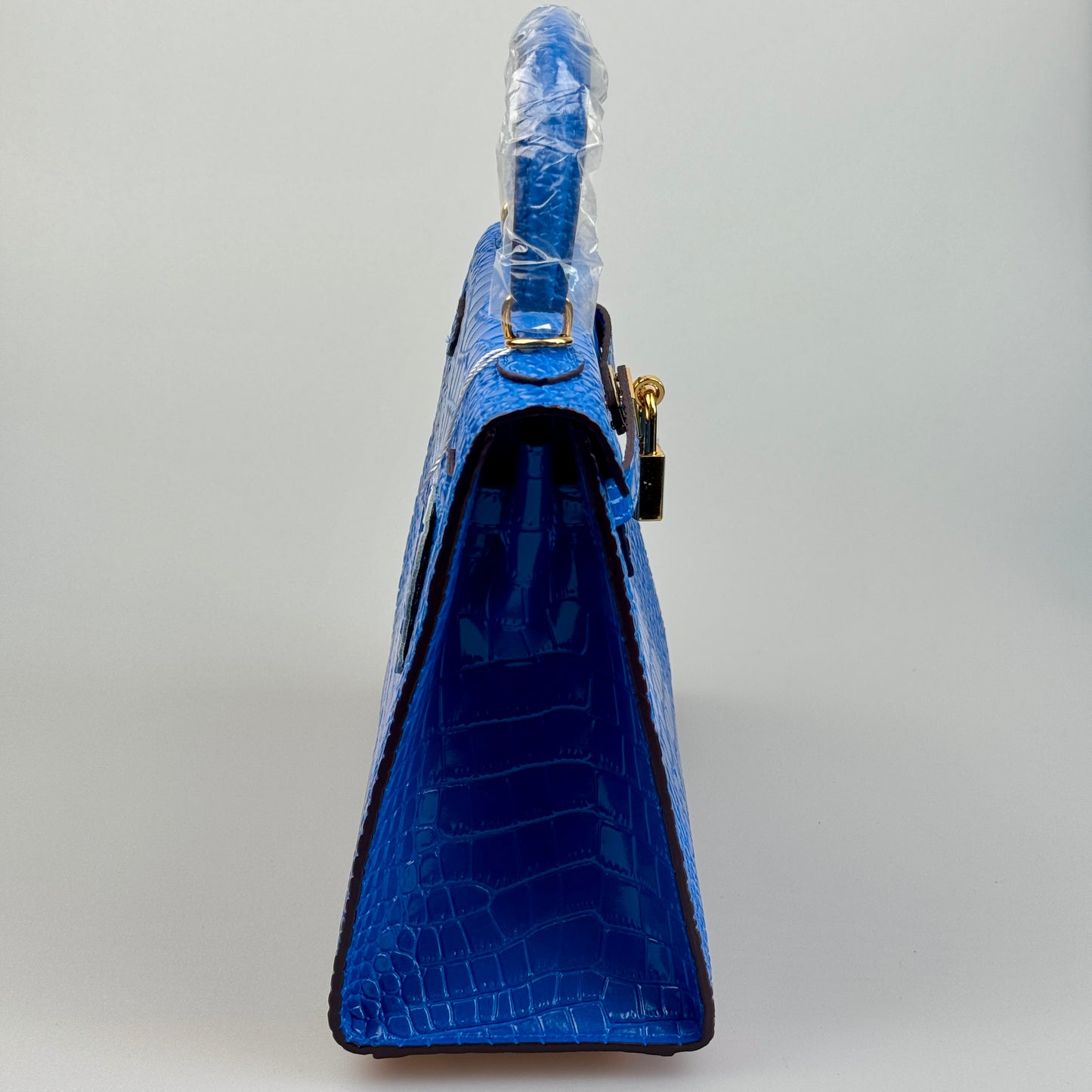 Mala estilo Kelly em pele genuína - Textura Croco