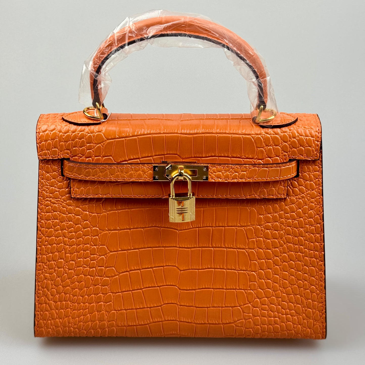 Mala estilo Kelly em pele genuína - Textura Croco