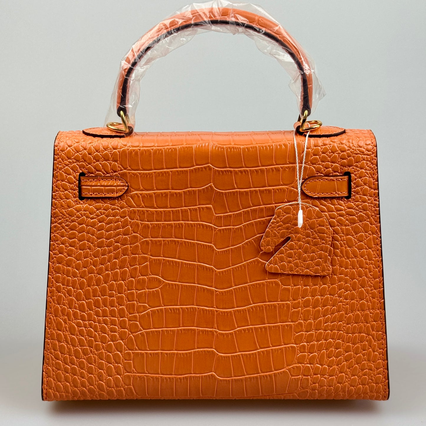 Mala estilo Kelly em pele genuína - Textura Croco