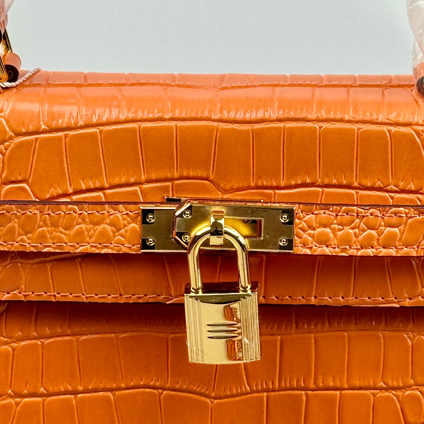 Mala estilo Kelly em pele genuína - Textura Croco