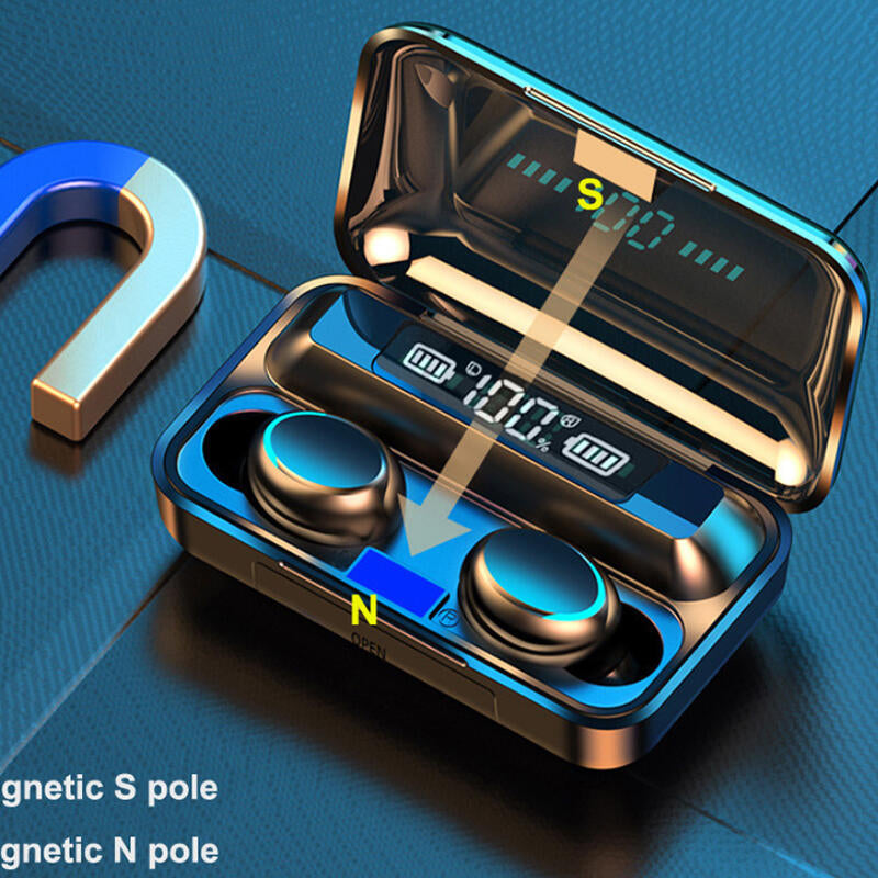 Auriculares Desportivos F9 com Ecrã LED e Base de Carga 2000 mAh