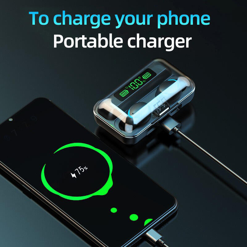 Auriculares Desportivos F9 com Ecrã LED e Base de Carga 2000 mAh