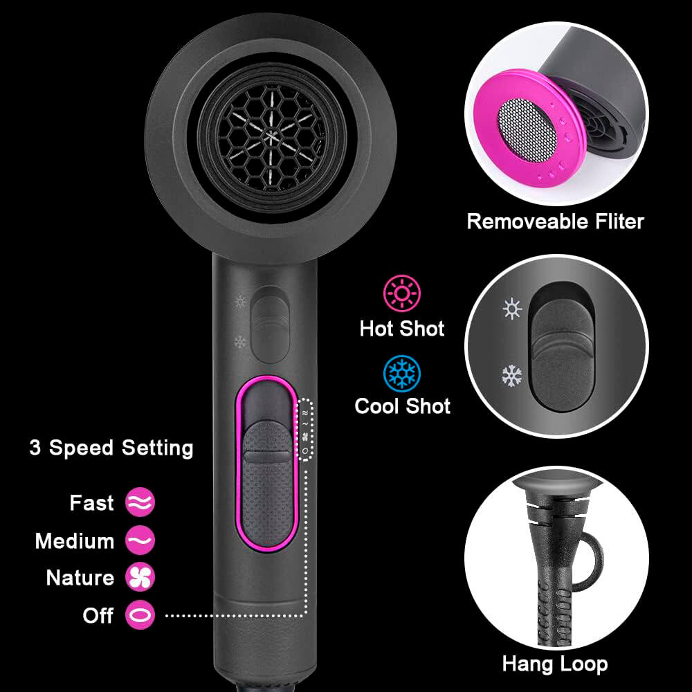 Secador de Cabelo Profissional Iónico com Difusor