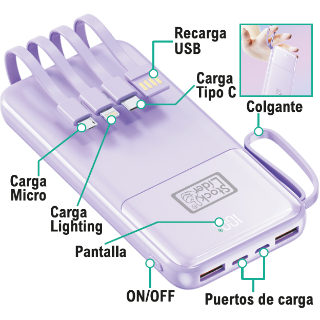 Powerbank 10.000mAh Carga Rápida