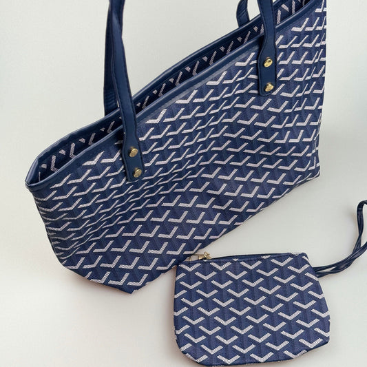 Bolsa Tote Estilo Geométrico com Bolsa Pequena