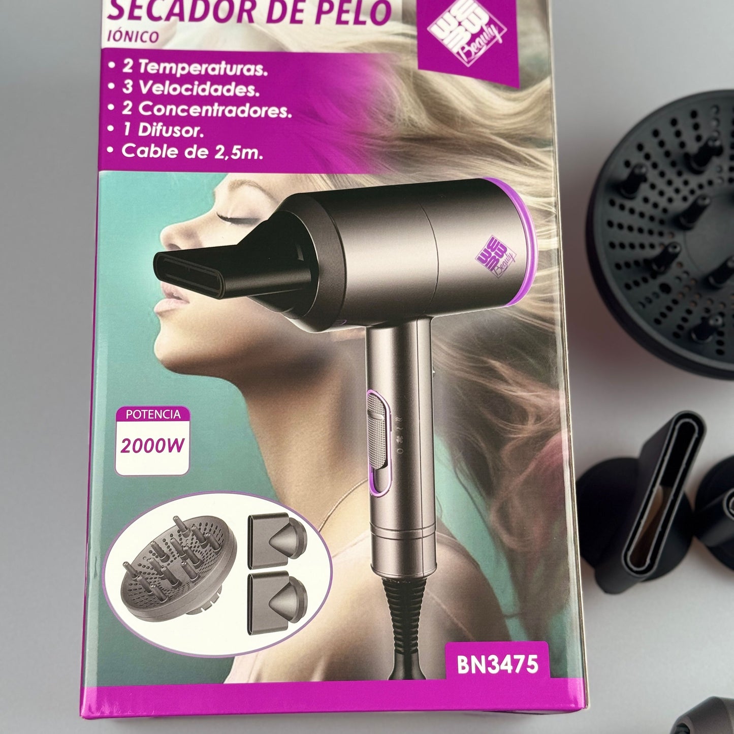 Secador de Cabelo Profissional Iónico com Difusor