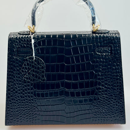 Mala estilo Kelly em pele genuína - Textura Croco