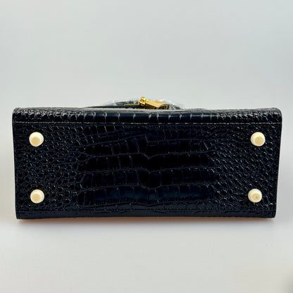 Mala estilo Kelly em pele genuína - Textura Croco