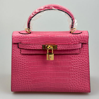 Mala estilo Kelly em pele genuína - Textura Croco
