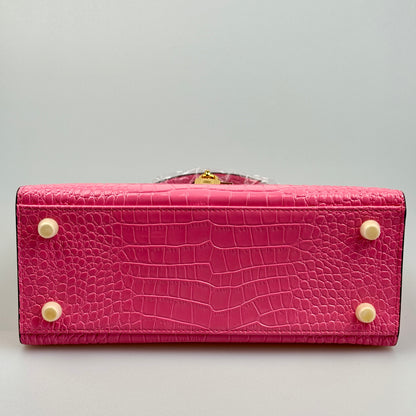 Mala estilo Kelly em pele genuína - Textura Croco