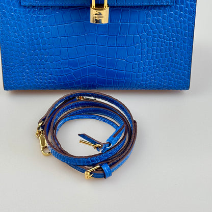 Mala estilo Kelly em pele genuína - Textura Croco