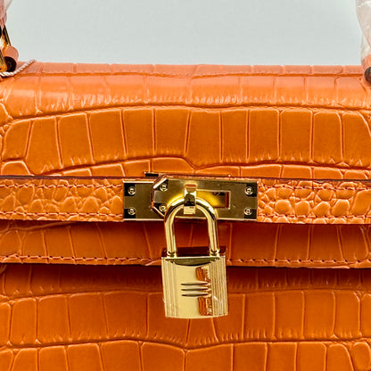 Mala estilo Kelly em pele genuína - Textura Croco