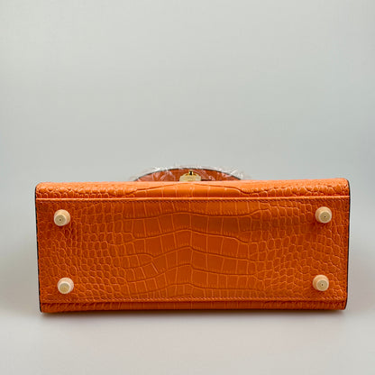 Mala estilo Kelly em pele genuína - Textura Croco