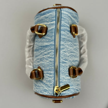 Mala Denim Vintage com Detalhes em Couro