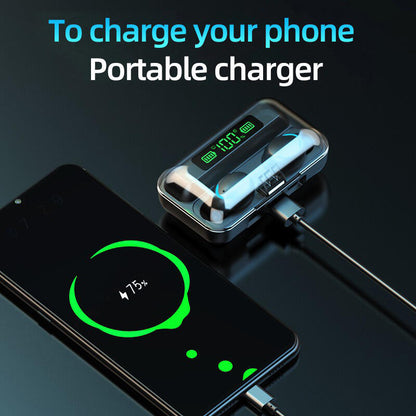 Auriculares Desportivos F9 com Ecrã LED e Base de Carga 2000 mAh