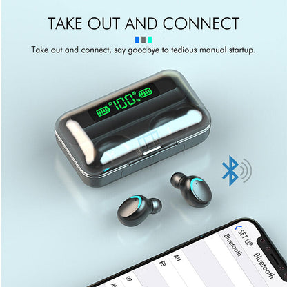 Auriculares Desportivos F9 com Ecrã LED e Base de Carga 2000 mAh